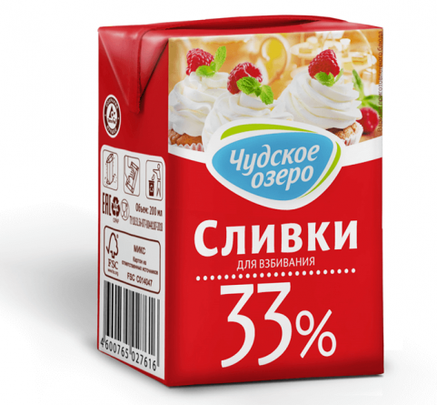 Сливки молочные Чудское озеро 33% 1л фото 4