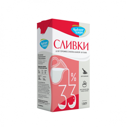 Сливки молочные Чудское озеро 33% 1л фото 2